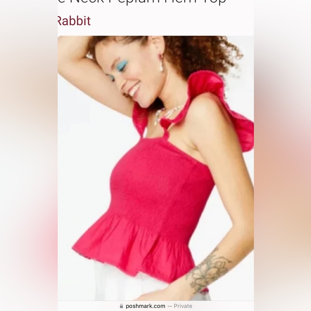 NWT Roller Rabbit Dove Peplum Top Smocking Cropped Magenta XS, Large